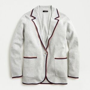 J. Crew Boyfriend Sweater Blazer with Contrast Trim in Heather‎ Grey Rock Red